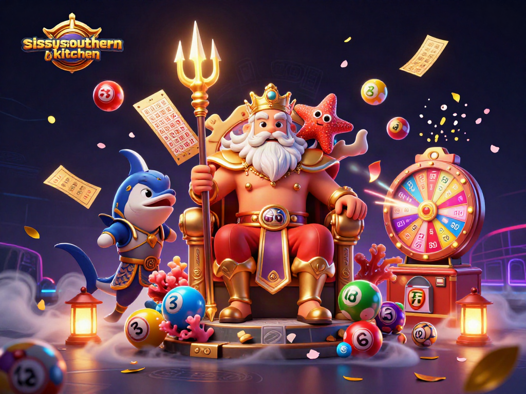 Sissyssouthernkitchen showcases a vibrant casino scene with Neptune and game elements engaged in action.