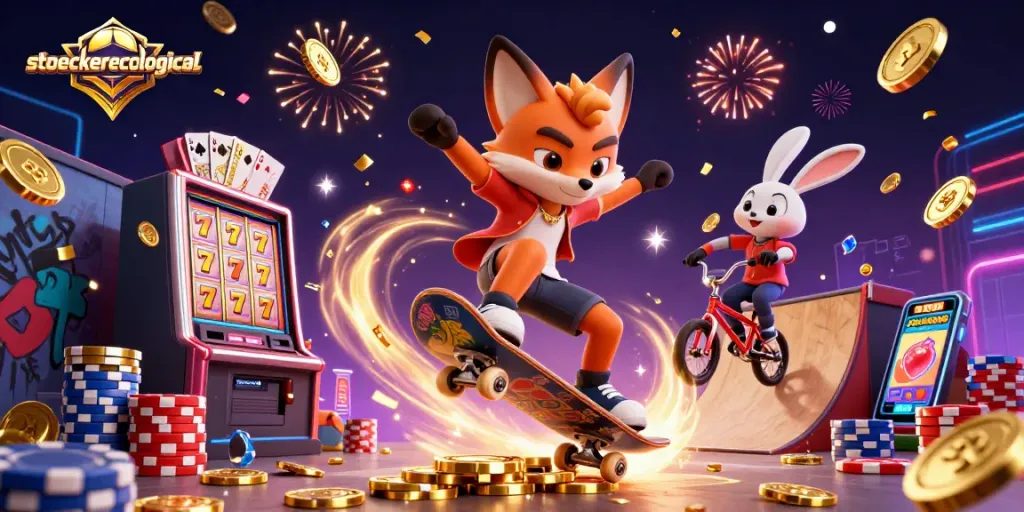 Experience stoeckerecological trends with 3D characters engaging in slot victories and casino excitement.