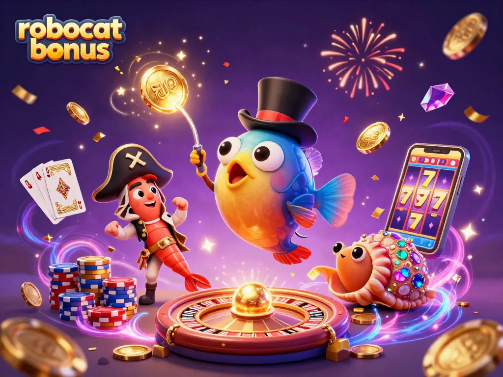 Attract golden coins with the robocat bonus in an enchanting underwater casino scene.